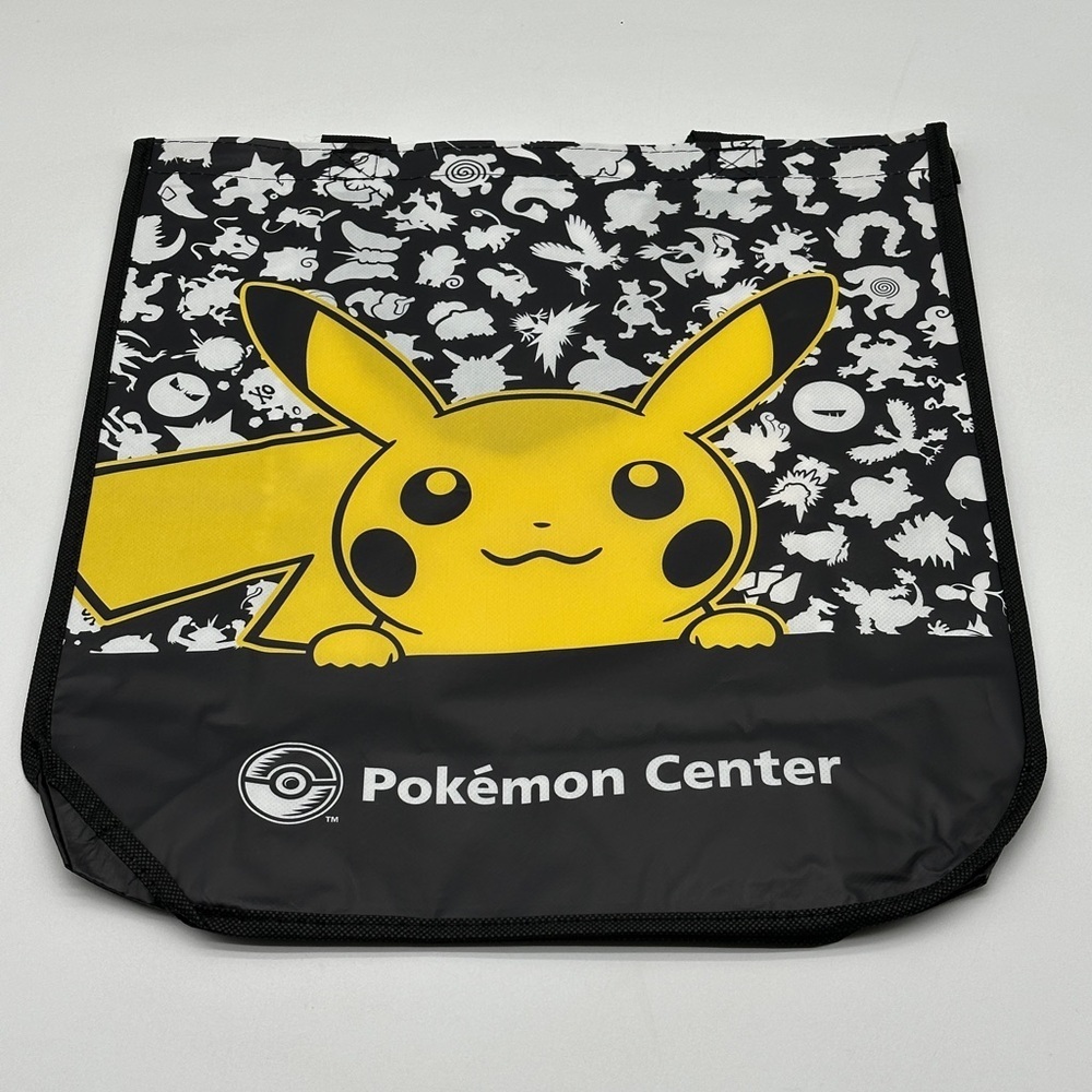 Pokemon Center Pikachu Reusable Tote Bag Black White Yellow Graphic Shopping Bag